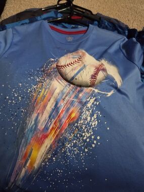 Athletic Works Blue Baseball Splash Tee